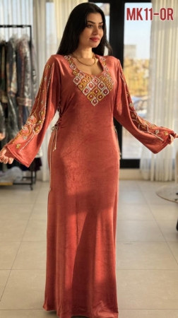 صورة جلابية مخمل مبطن برتقاليM11